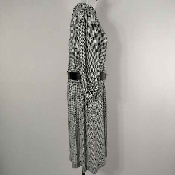 Vintage 80s Emerald St Womens Black And White Checkered Midi Dress Classic - Picture 9 of 9